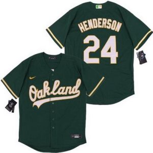 Oakland Athletics #24 Rickey Henderson Green Alternate Cool Base Jersey