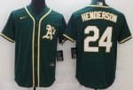 Oakland Athletics #24 Rickey Henderson Green Cool Base Jersey