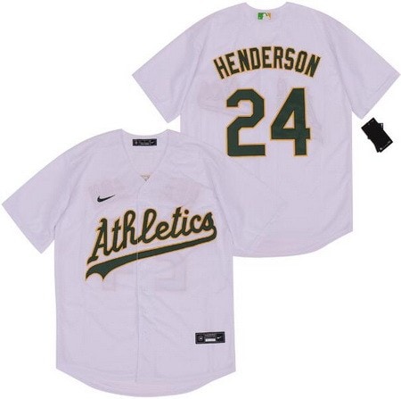 Oakland Athletics #24 Rickey Henderson White 2020 Cool Base Jersey