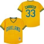 Oakland Athletics #33 Jose Canseco Yellow Throwback Jersey