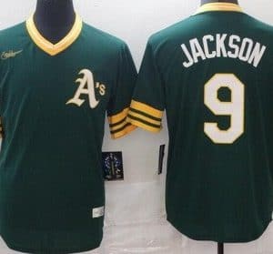 Oakland Athletics #9 Reggie Jackson Green 2021 Cooperstown Collection Jersey