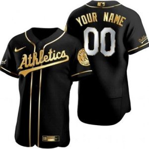 Oakland Athletics Customized Black Gold Authentic Jersey