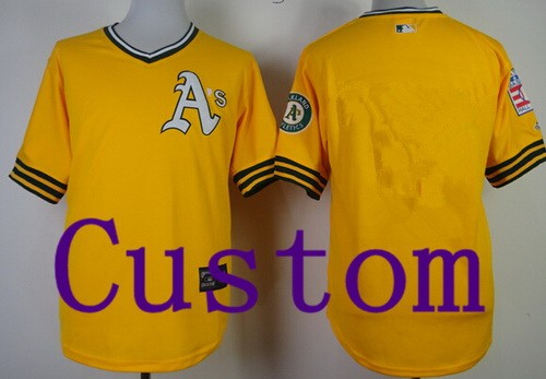 Oakland Athletics Customized Yellow 1968 Throwback Jersey