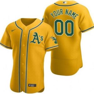 Oakland Athletics Customized Yellow Authentic Jersey