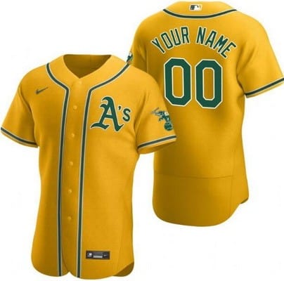 Oakland Athletics Customized Yellow Authentic Jersey