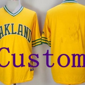 Oakland Athletics Customized Yellow Cooperstown Throwback Cool Base Jersey