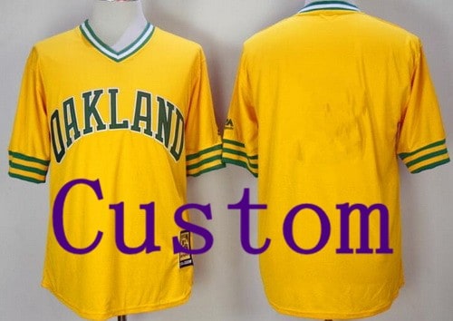 Oakland Athletics Customized Yellow Cooperstown Throwback Cool Base Jersey