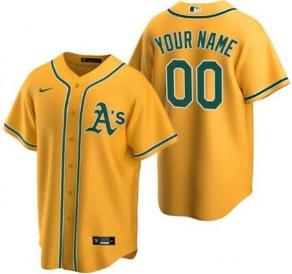 Oakland Athletics Customized Yellow Nike Cool Base Jersey