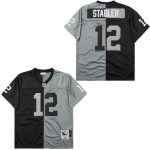 Oakland Raiders #12 Kenny Stabler Black Gray Split 1976 Throwback Jersey
