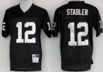 Oakland Raiders #12 Kenny Stabler Black Throwback Jersey