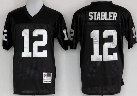 Oakland Raiders #12 Kenny Stabler Black Throwback Jersey