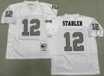 Oakland Raiders #12 Kenny Stabler White Silver 1976 Throwback Jersey