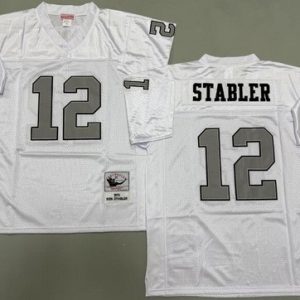 Oakland Raiders #12 Kenny Stabler White Silver 1976 Throwback Jersey