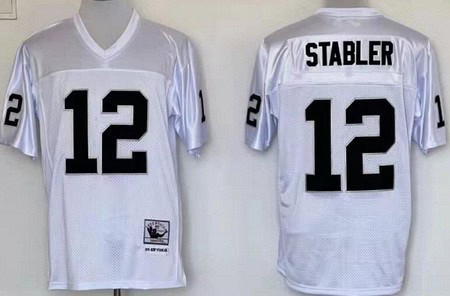 Oakland Raiders #12 Kenny Stabler White Throwback Jersey