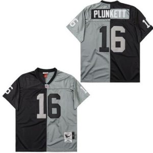 Oakland Raiders #16 Jim Plunkett Black Gray Split 1980 Throwback Jersey