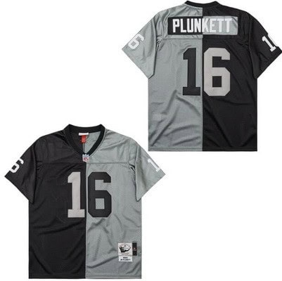 Oakland Raiders #16 Jim Plunkett Black Gray Split 1980 Throwback Jersey