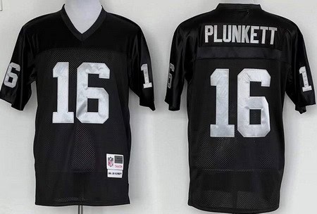 Oakland Raiders #16 Jim Plunkett Black Throwback Jersey
