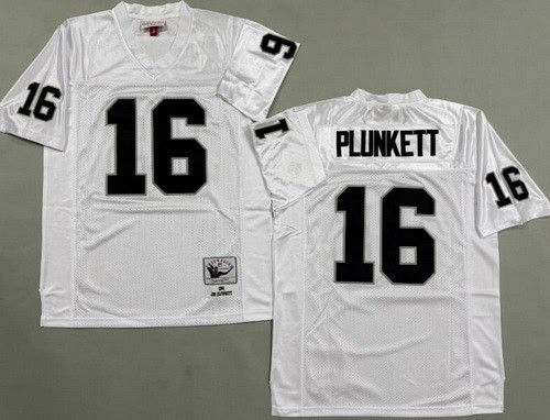 Oakland Raiders #16 Jim Plunkett White 1980 Throwback Jersey