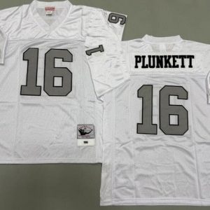 Oakland Raiders #16 Jim Plunkett White Sliver 1980 Throwback Jersey