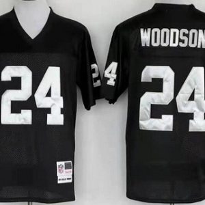 Oakland Raiders #24 Charles Woodson Black Throwback Jersey