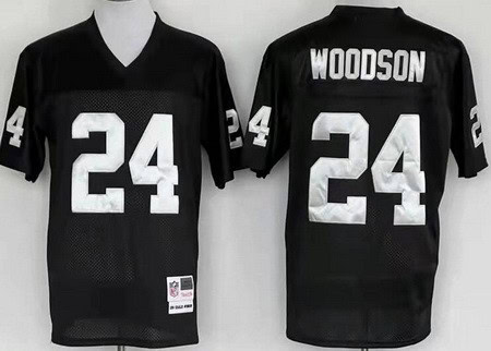 Oakland Raiders #24 Charles Woodson Black Throwback Jersey