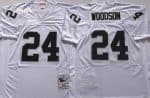 Oakland Raiders #24 Charles Woodson White Throwback Jersey