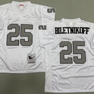 Oakland Raiders #25 Fred Biletnikoff White Sliver Throwback Jersey