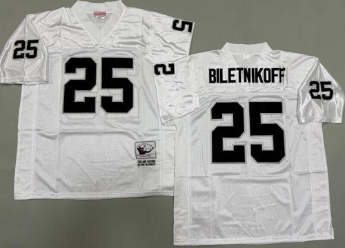 Oakland Raiders #25 Fred Biletnikoff White Throwback Jersey
