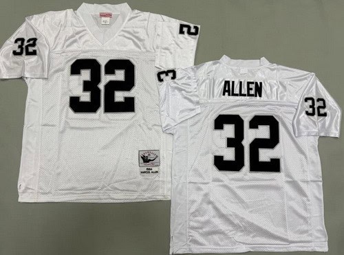 Oakland Raiders #32 Marcus Allen White 1984 Throwback Jersey
