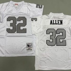 Oakland Raiders #32 Marcus Allen White Sliver 1984 Throwback Jersey
