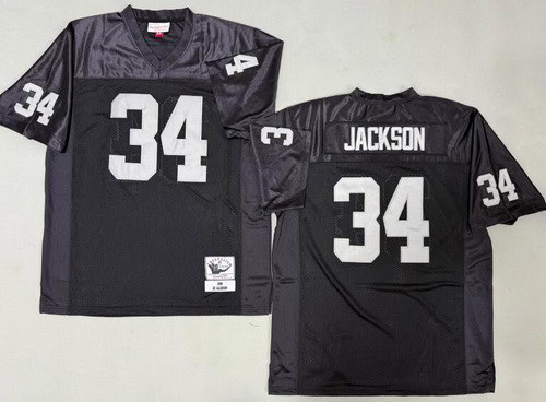 Oakland Raiders #34 Bo Jackson Black 1988 Throwback Jersey