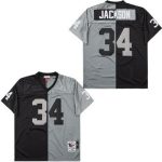 Oakland Raiders #34 Bo Jackson Black Gray Split 1988 Throwback Jersey