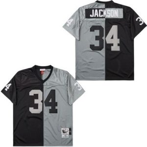 Oakland Raiders #34 Bo Jackson Black Gray Split 1988 Throwback Jersey