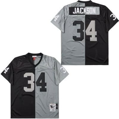 Oakland Raiders #34 Bo Jackson Black Gray Split 1988 Throwback Jersey