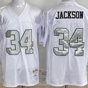 Oakland Raiders #34 Bo Jackson White 1987 Throwback Jersey