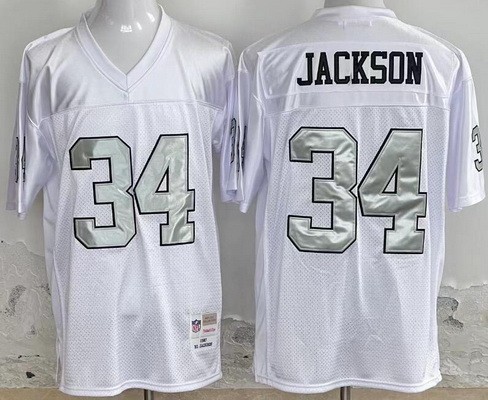 Oakland Raiders #34 Bo Jackson White 1987 Throwback Jersey