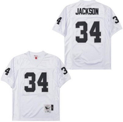 Oakland Raiders #34 Bo Jackson White 1998 Throwback Jersey