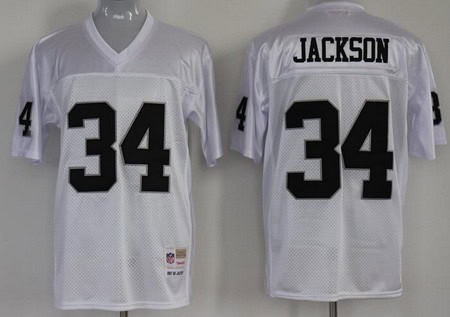 Oakland Raiders #34 Bo Jackson White Throwback Jersey