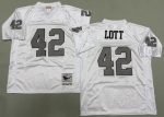 Oakland Raiders #42 Ronnie Lott White Sliver Throwback Jersey
