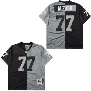 Oakland Raiders #77 Lyle Alzado Black Gray Split 1983 Throwback Jersey