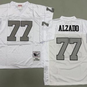 Oakland Raiders #77 Lyle Alzado White Sliver 1984 Throwback Jersey