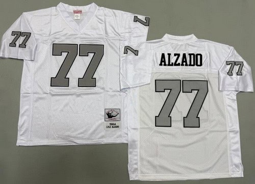 Oakland Raiders #77 Lyle Alzado White Sliver 1984 Throwback Jersey
