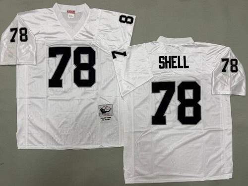 Oakland Raiders #78 Art Shell White Throwback Jersey