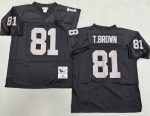 Oakland Raiders #81 Tim Brown Black 1994 Throwback Jersey