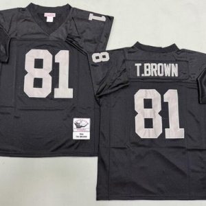 Oakland Raiders #81 Tim Brown Black 1994 Throwback Jersey