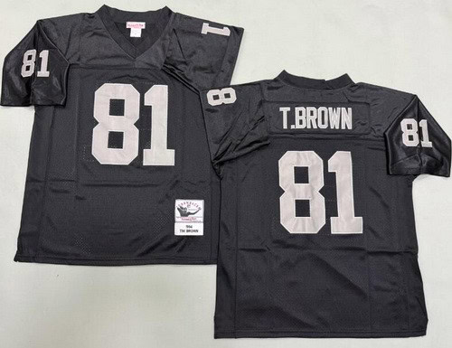Oakland Raiders #81 Tim Brown Black 1994 Throwback Jersey