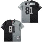 Oakland Raiders #81 Tim Brown Black Gray Split 1994 Throwback Jersey