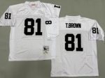 Oakland Raiders #81 Tim Brown White 1994 Throwback Jersey