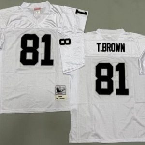Oakland Raiders #81 Tim Brown White 1994 Throwback Jersey