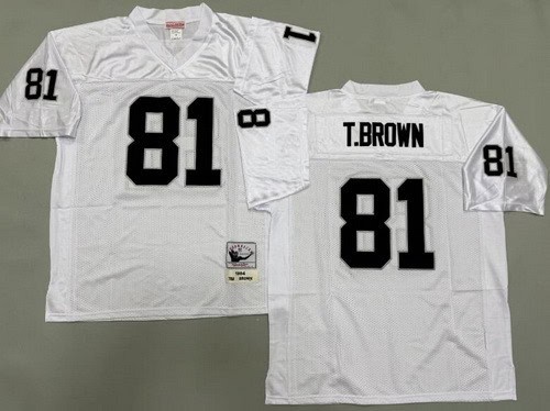 Oakland Raiders #81 Tim Brown White 1994 Throwback Jersey